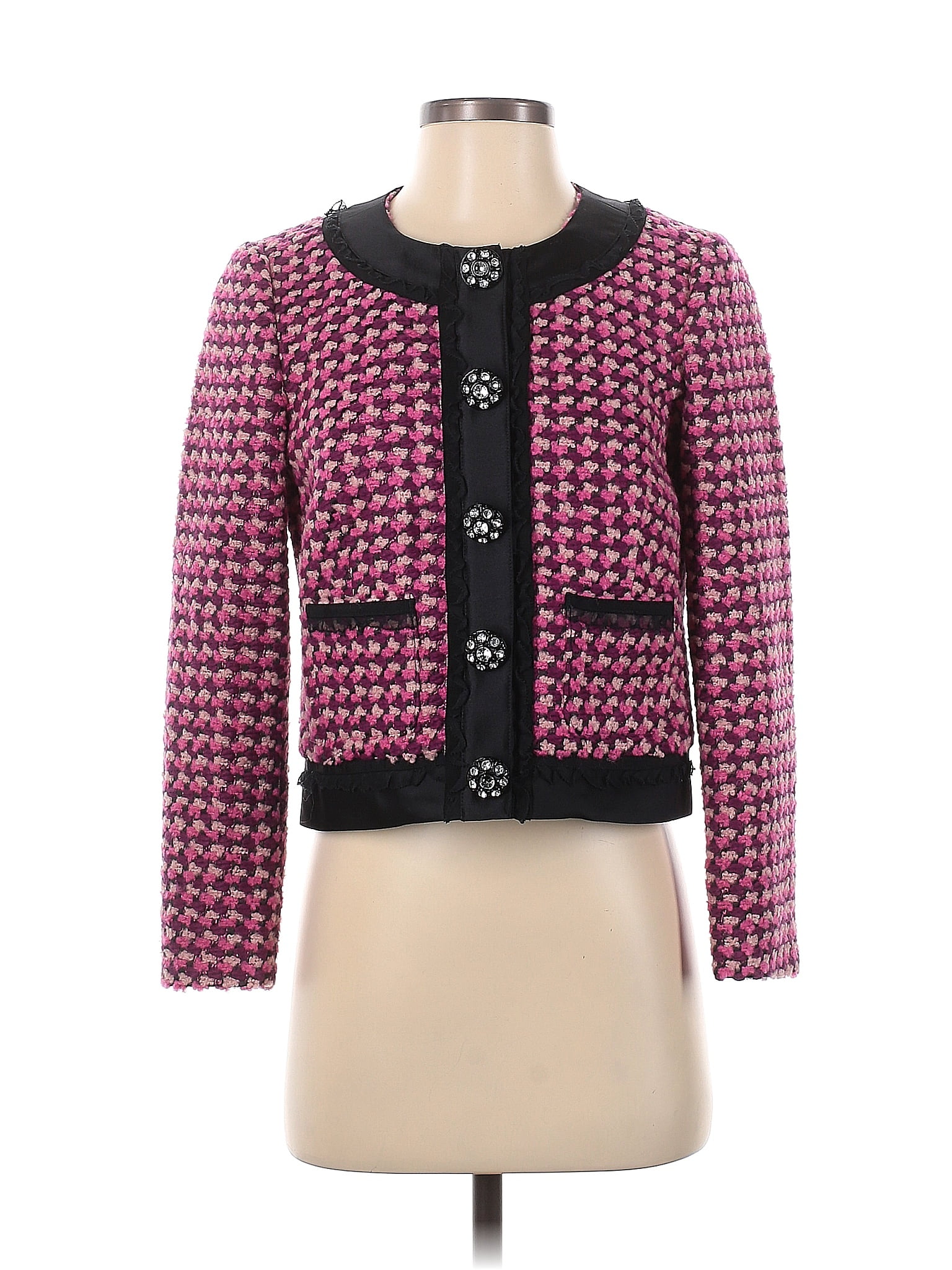 J Crew Collection Houndstooth Pink Coat Size 4 82 Off Thredup