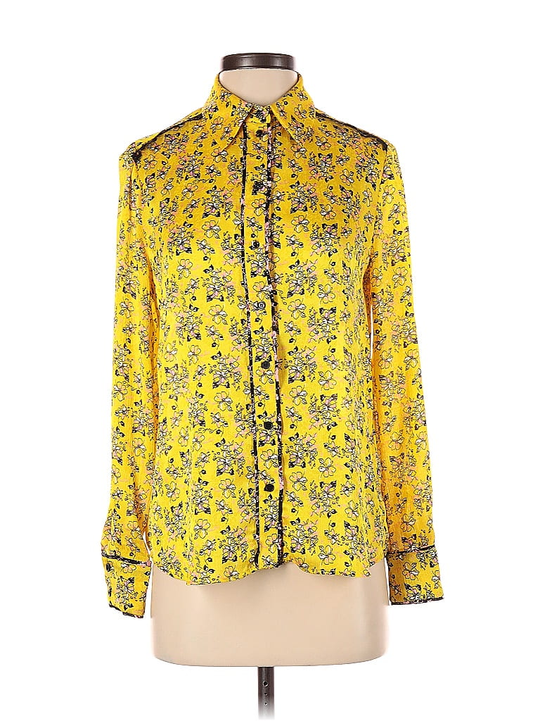 Pinko Floral Yellow Long Sleeve Blouse Size M 78 Off Thredup