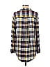 Caslon 100% Rayon Plaid Checkered-gingham Color Block Yellow Long Sleeve Button-Down Shirt Size M - photo 2