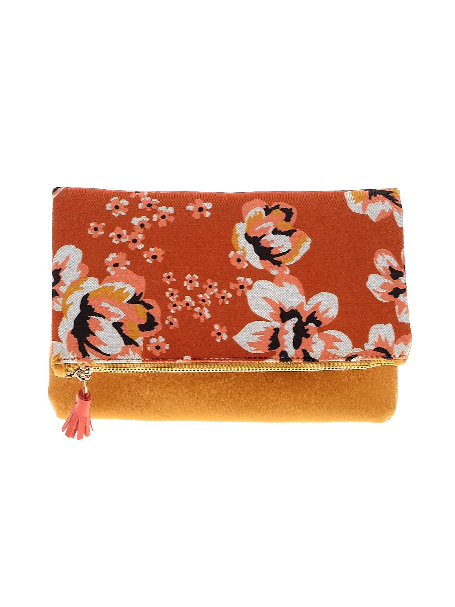 Rachel Pally Color Block Floral Orange Clutch One Size 76 off