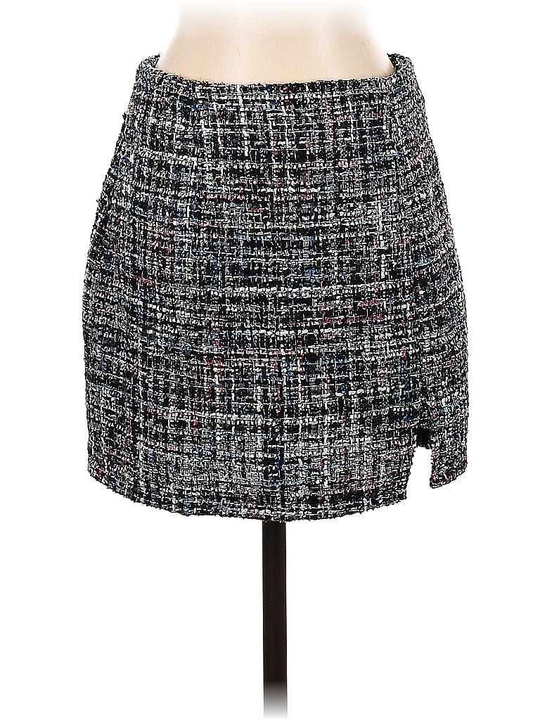 Blue Rain 100% Polyester Tweed Marled Grid Plaid Gray Casual Skirt Size S - photo 1