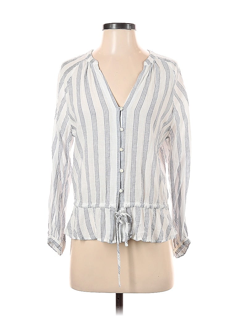 Rails Stripes White Gray Long Sleeve Blouse Size S 75 off ThredUp