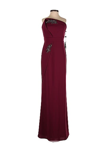 Adrianna Papell Solid Maroon Burgundy Cocktail Dress Size 0 71