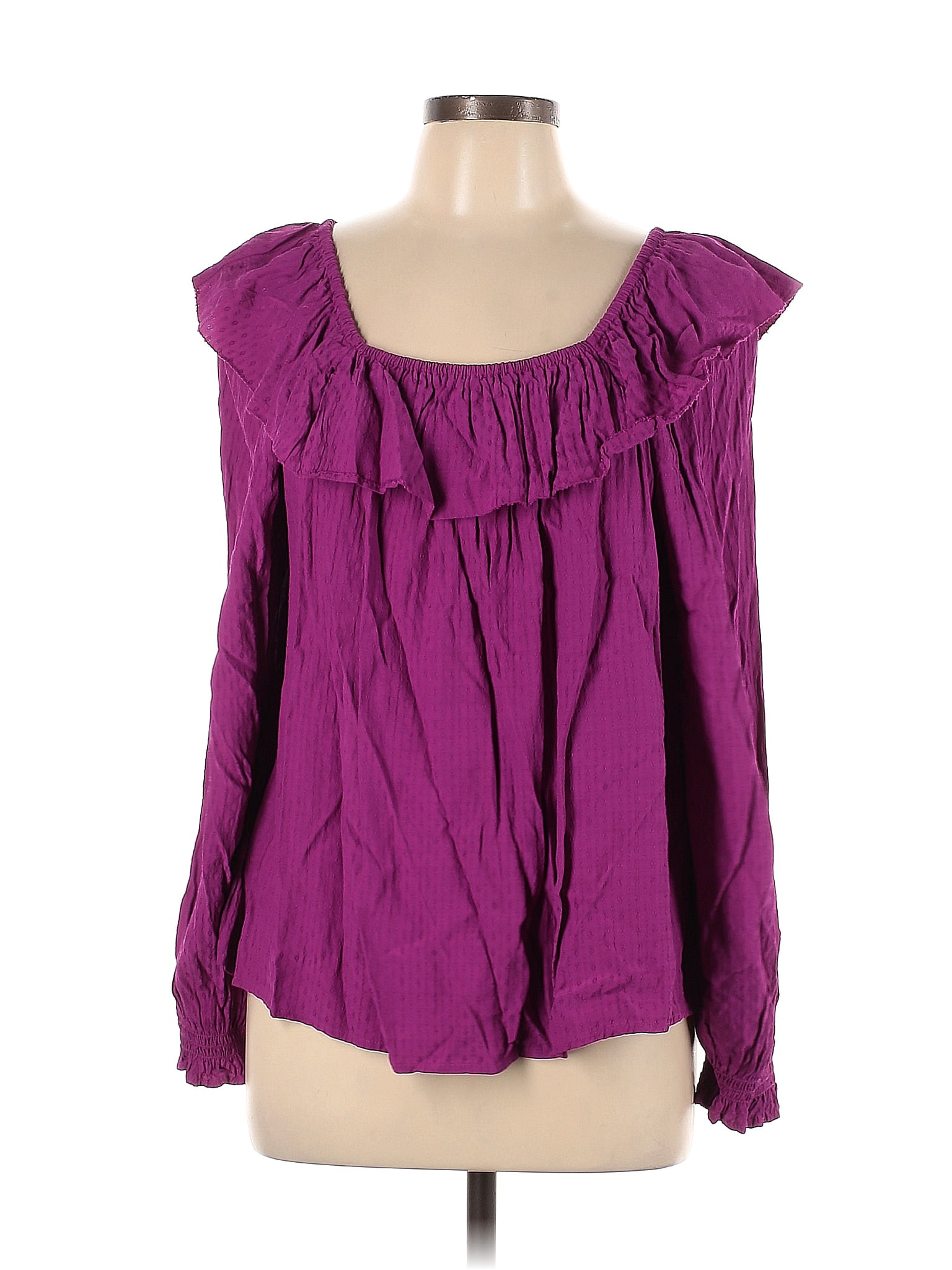 Knox Rose 100 Rayon Purple Long Sleeve Blouse Size L 36 Off Thredup