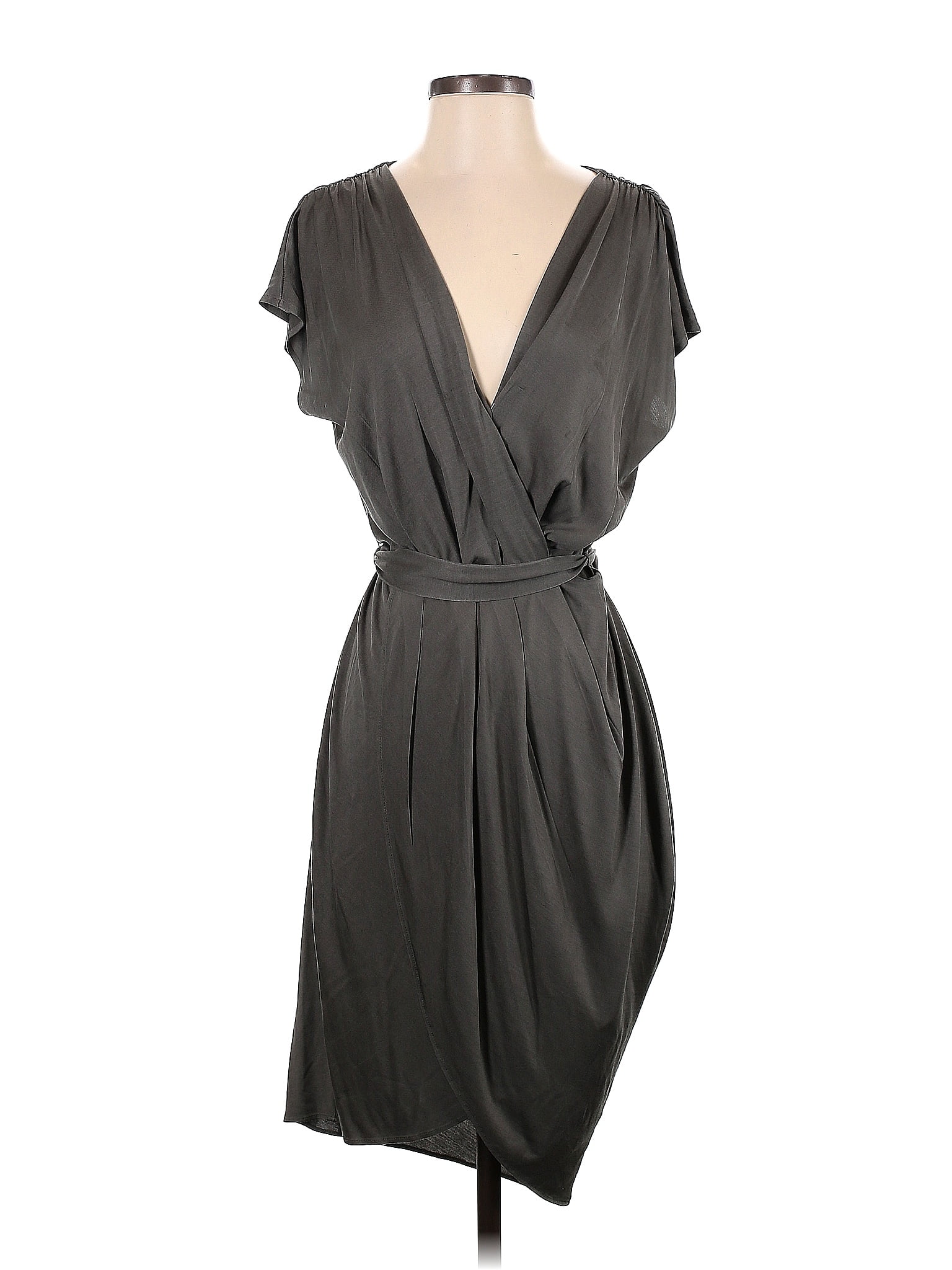 Banana Republic 100 Silk Solid Gray Casual Dress Size S 71 Off