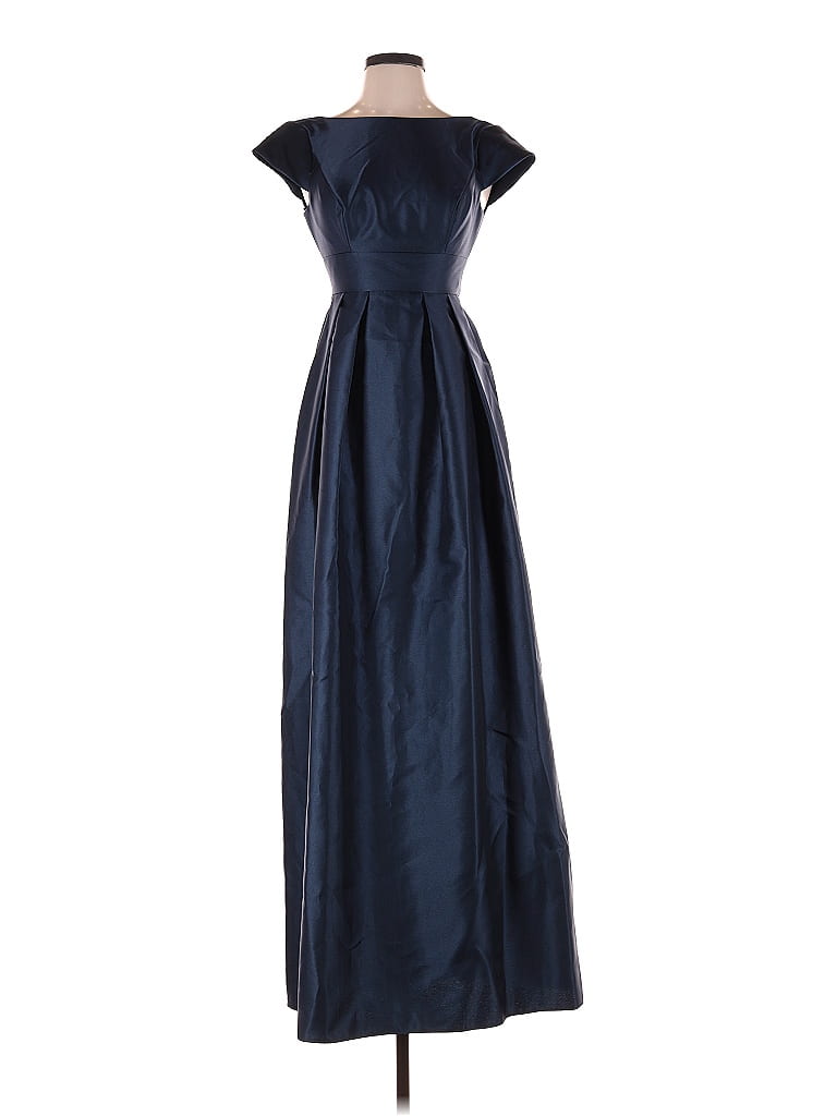 Alfred Sung 100 Polyester Solid Navy Blue Cocktail Dress Size 0 63