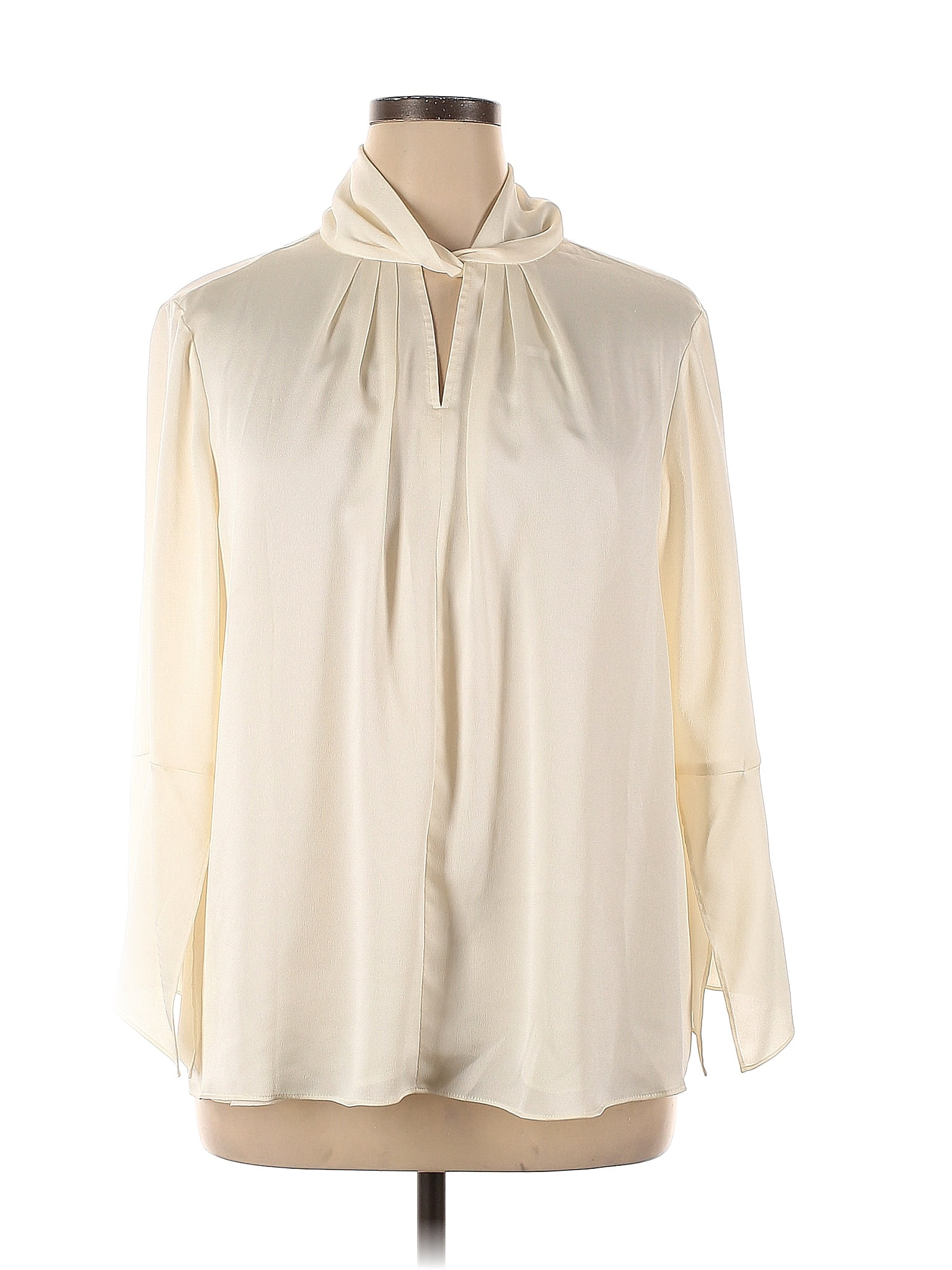 Vince Camuto 100 Polyester Ivory Long Sleeve Blouse Size 1x Plus