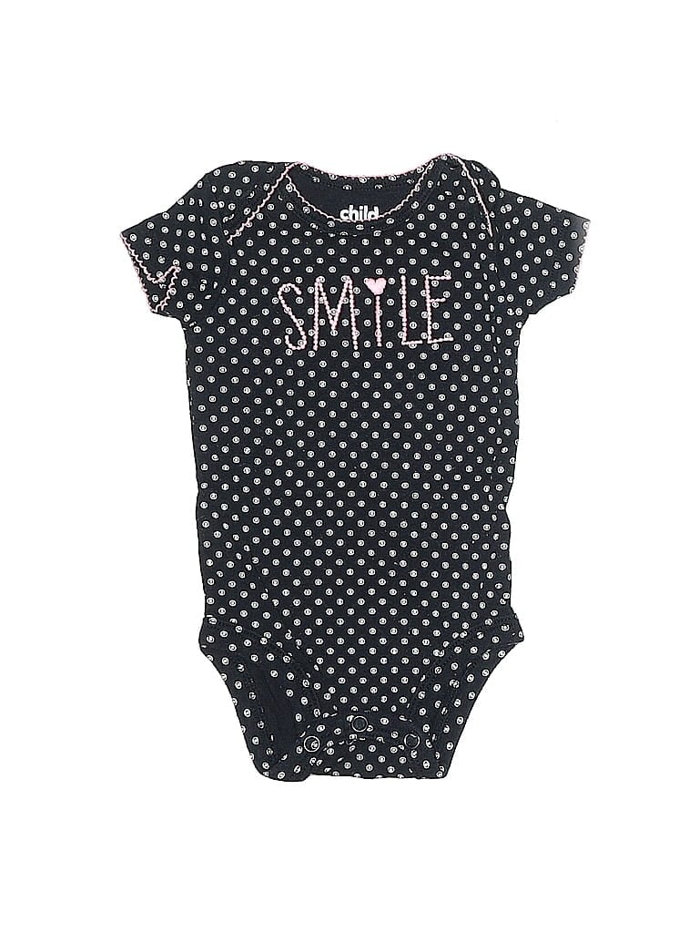 Child of Mine by Carter's 100% Cotton Polka Dots Jacquard Black Short Sleeve Onesie Size 0-3 mo - photo 1