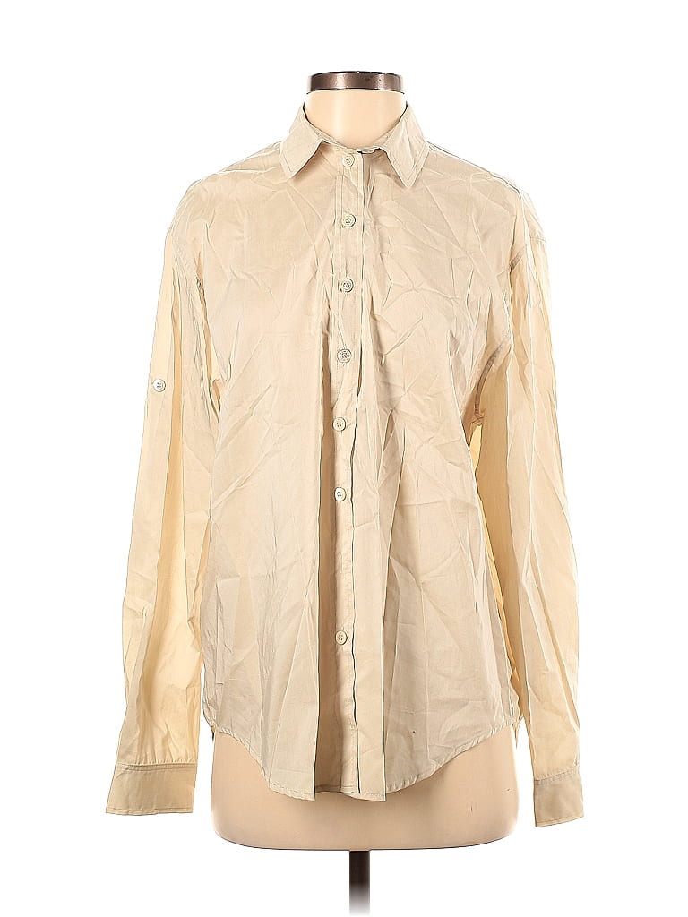 Chemise En Soie Perrier Femme Bleu Marine Taille 40 Italie - Manches Longues à Boutons Cachés - Occasion Très Bon état