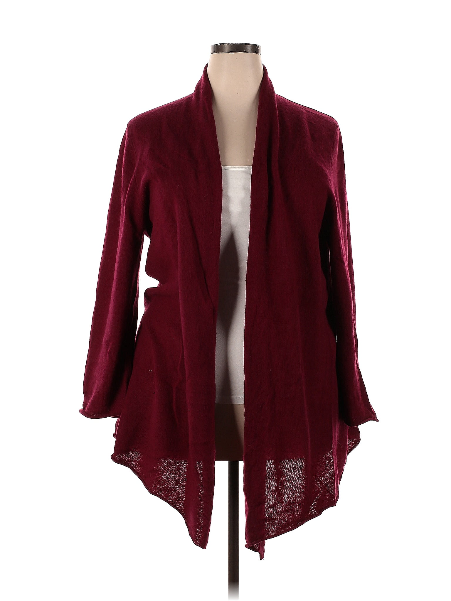 Lusso 100% Cashmere Color Block Solid Maroon Burgundy Cardigan Size 2X ...