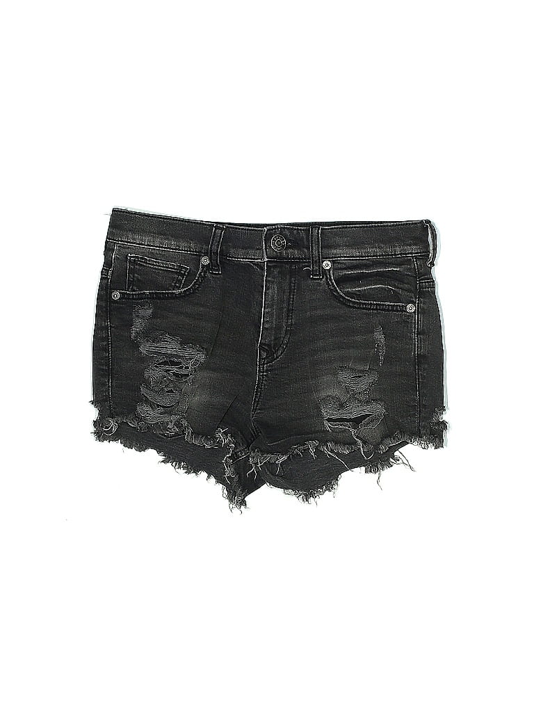 Express Jeans Acid Wash Print Black Denim Shorts Size 2 - photo 1