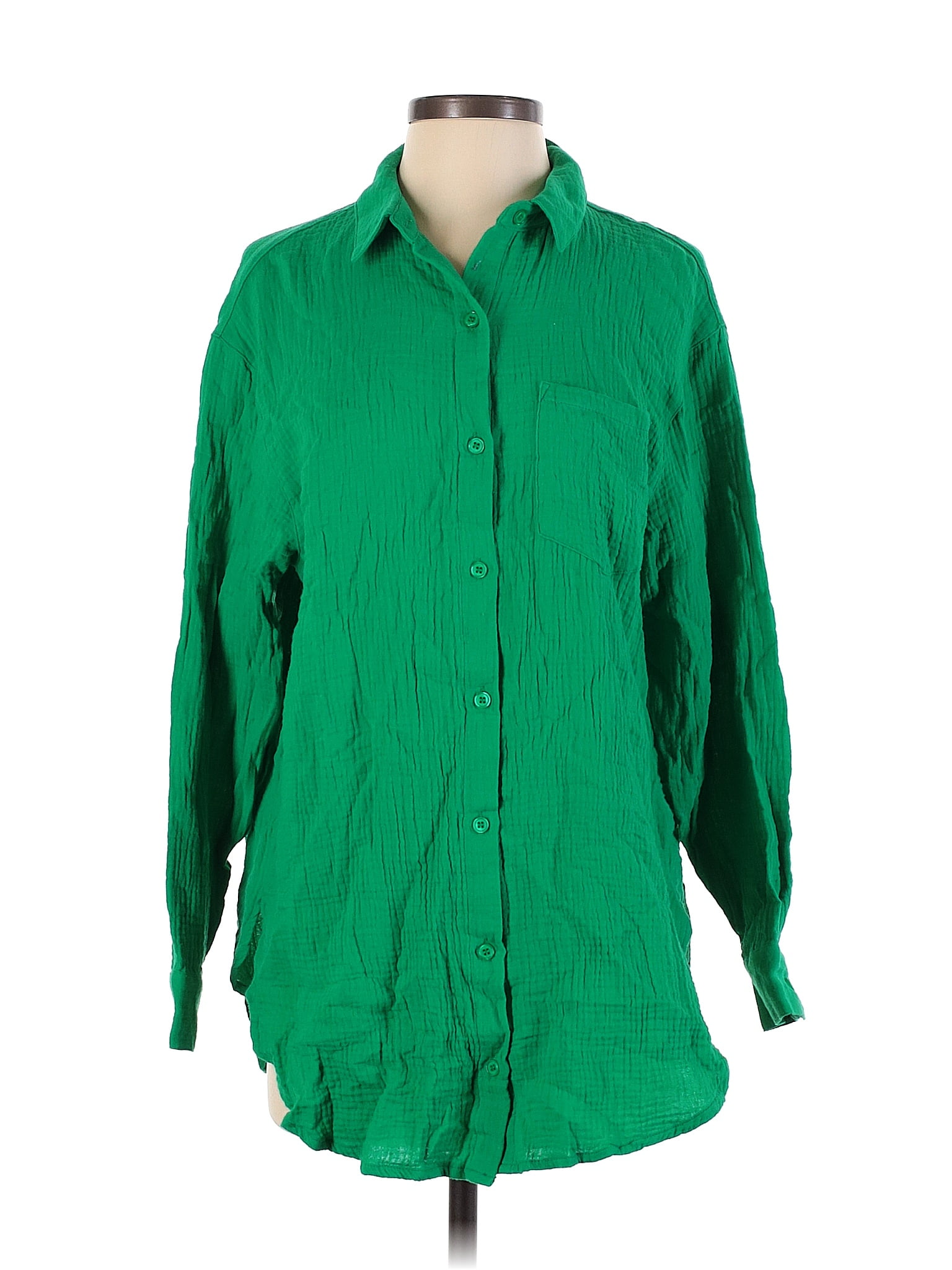 VICI 100% Cotton Solid Green Long Sleeve Button-Down Shirt Size XS - 71 ...