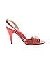 Casadei Color Block Red Embossed Leather Heels Size 9 1/2 - photo 1