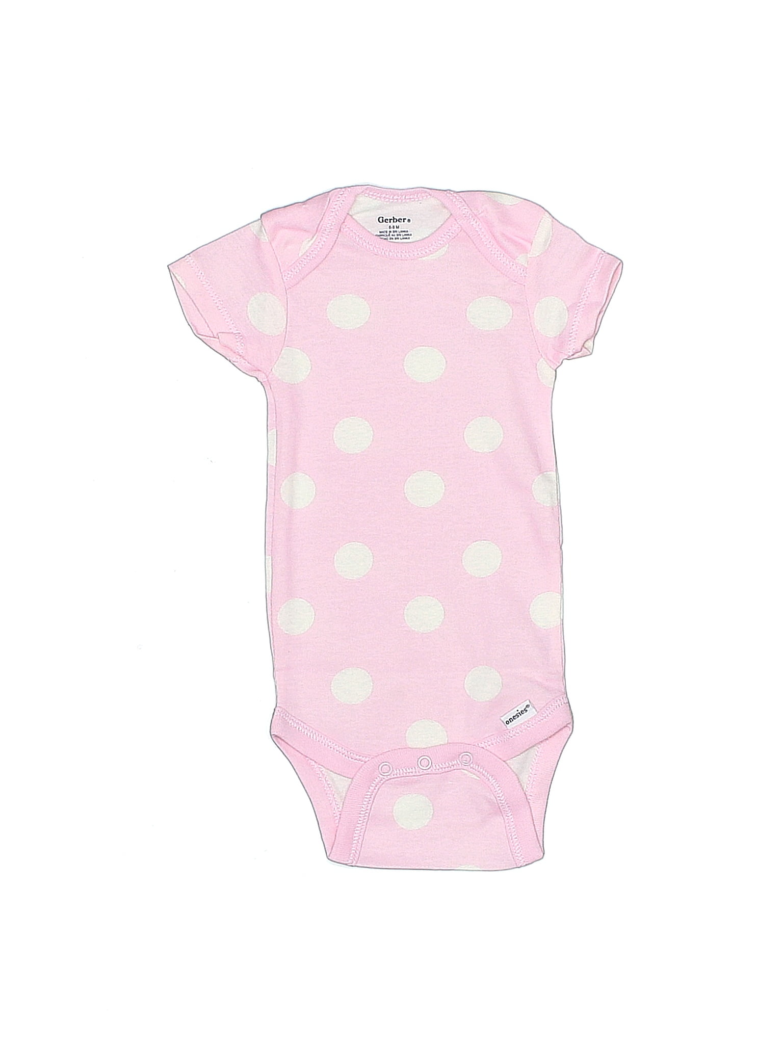 Gerber 100% Cotton Polka Dots Pink Short Sleeve Onesie Size 6-9 mo - 14 ...