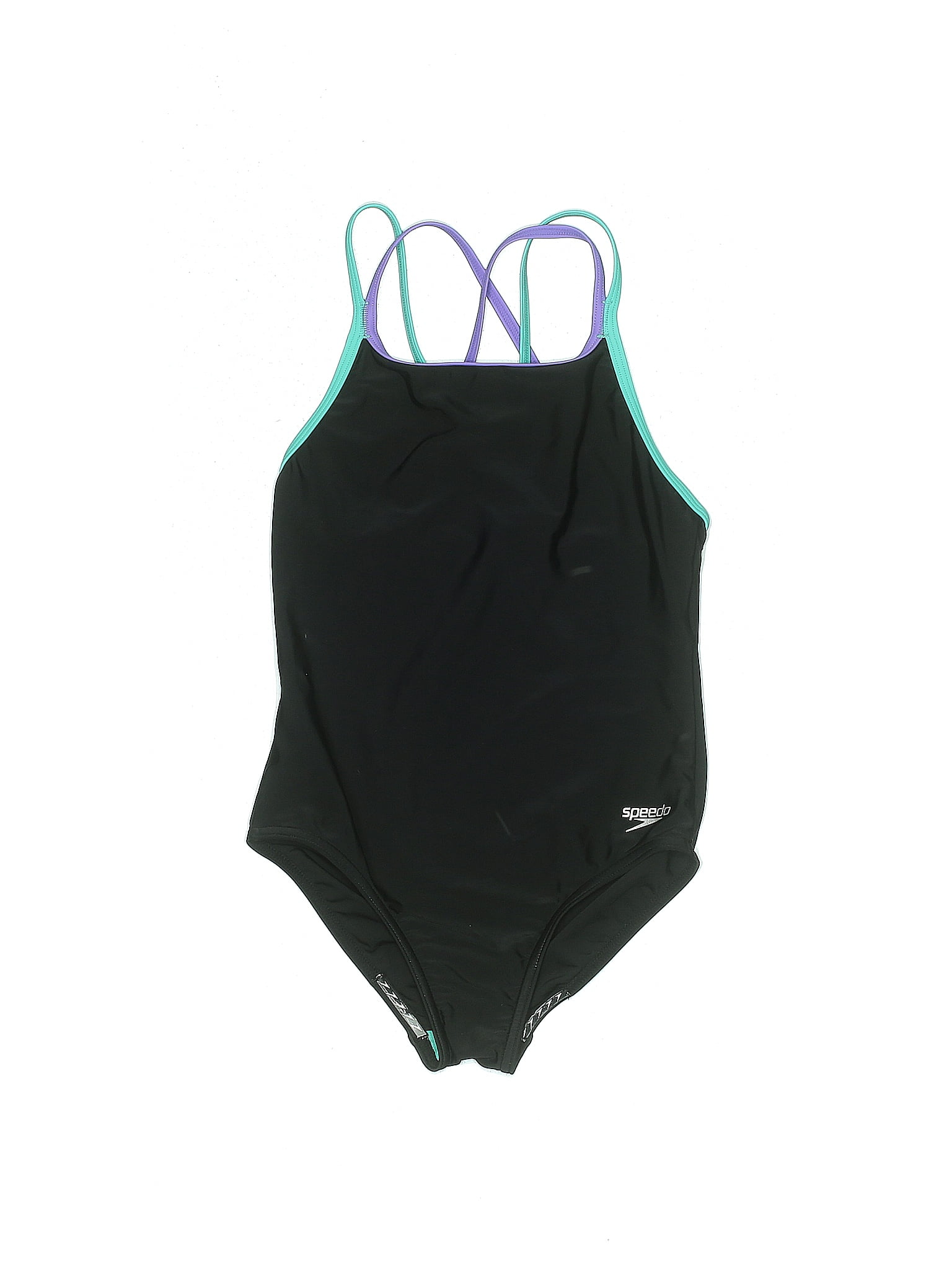 Speedo 100 Polyester Solid Black One Piece Swimsuit Size 10 36 off