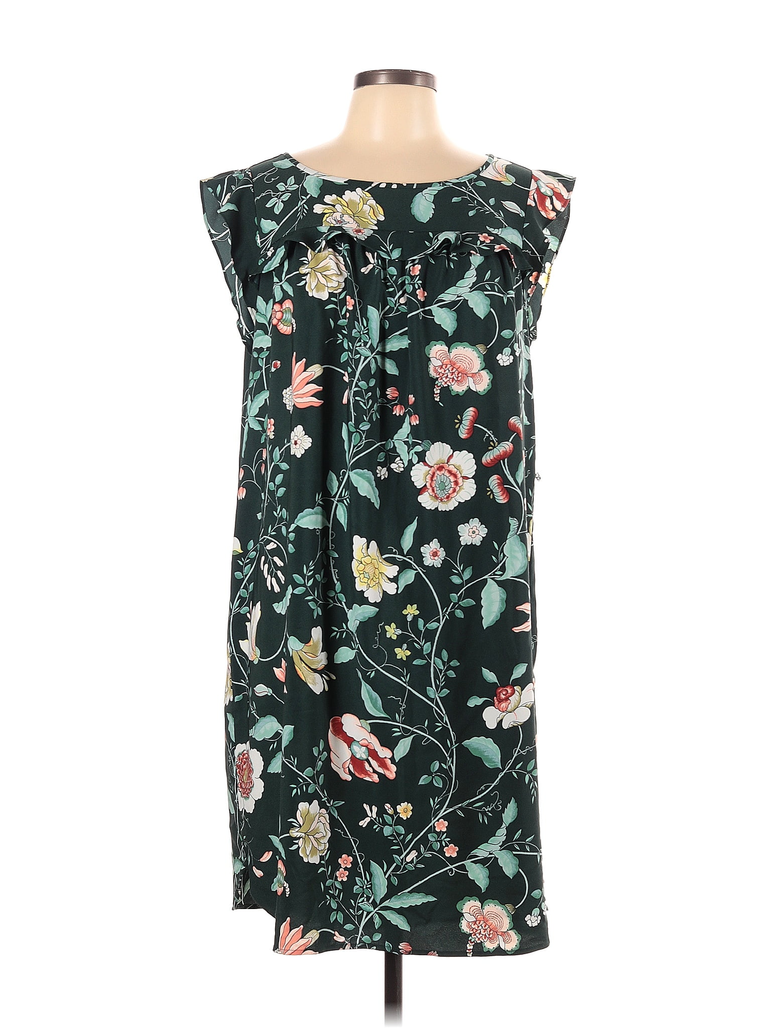 Ann Taylor LOFT Outlet 100% Polyester Floral Multi Color Teal Casual ...