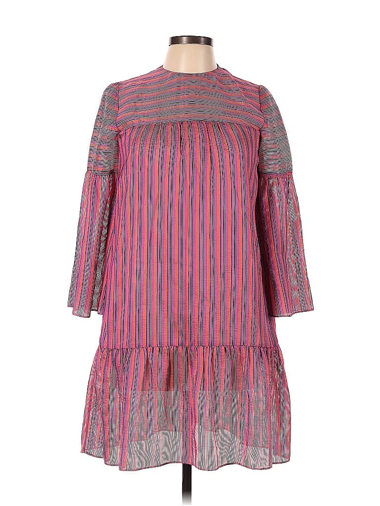 Vanessa Seward 100% Silk Stripes Pink Casual Dress Size M - photo 1