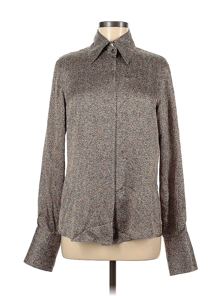 Anne Klein 100% Silk Gray Long Sleeve Silk Top Size 8 - 72% off | ThredUp