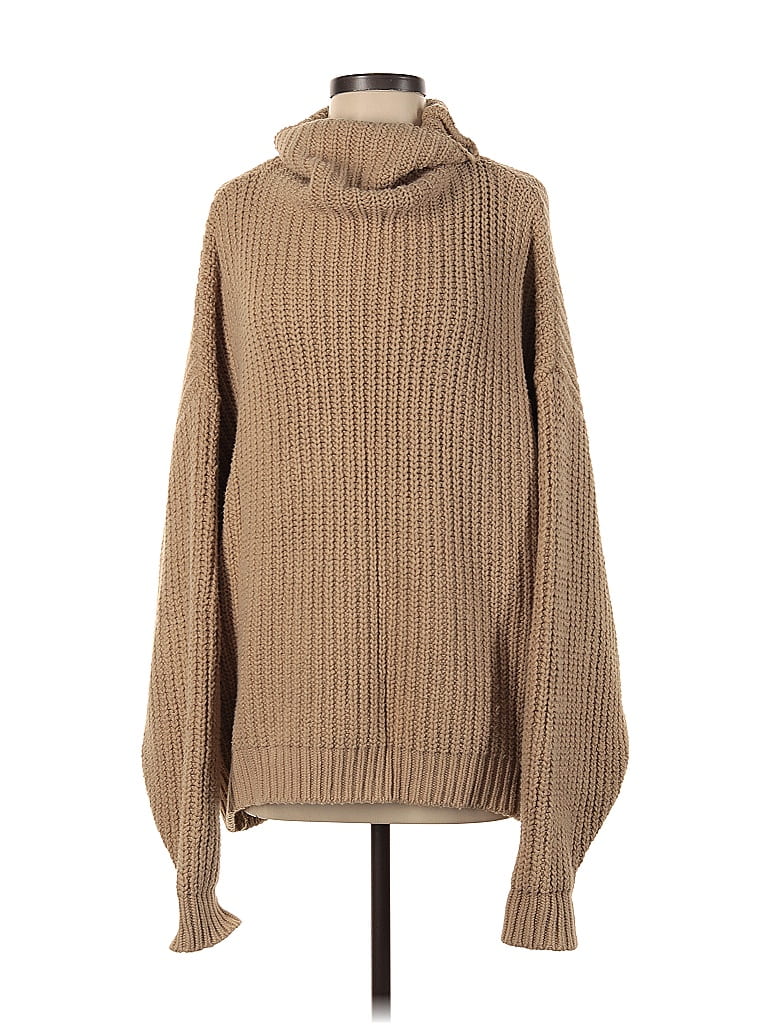 Free People Women's Striped Textured Sweater Tan Size Medium