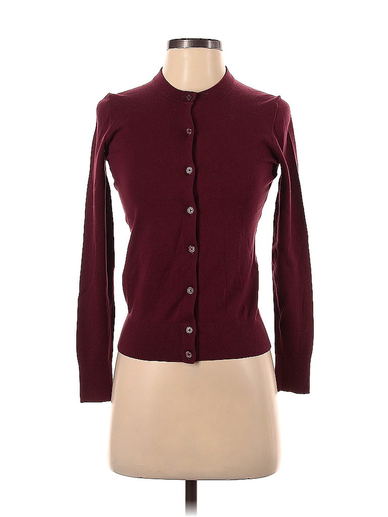 J.crew Color Block Solid Maroon Burgundy Cardigan Size Xs - 74% Off 