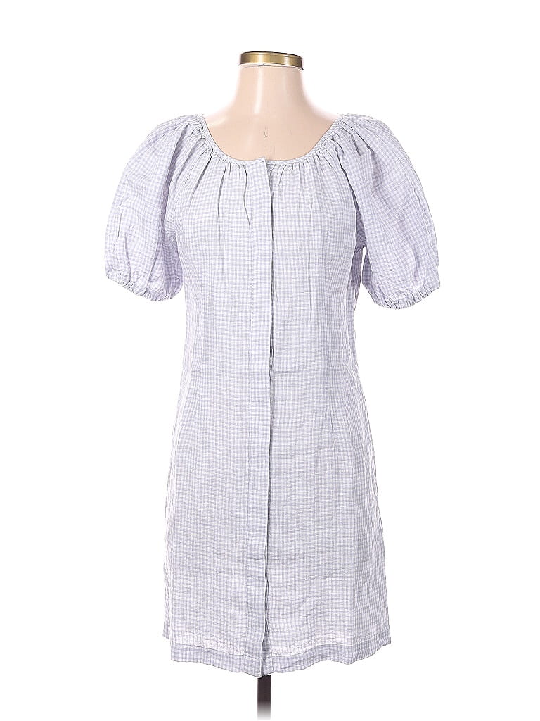 J.Crew 100% Linen Checkered-gingham White Casual Dress Size 2 - photo 1