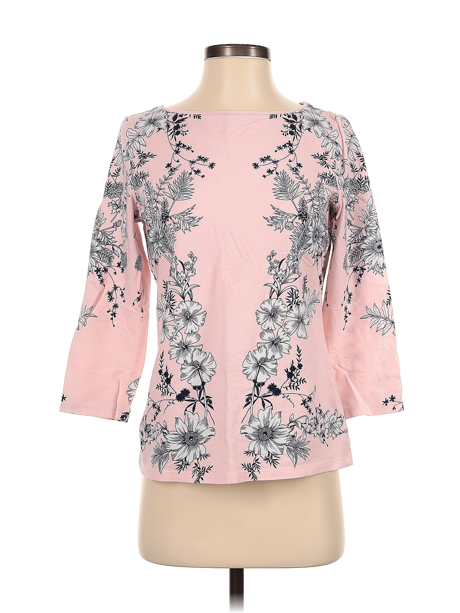 Talbots Floral Pink 3/4 Sleeve T-Shirt Size S - 75% off | ThredUp