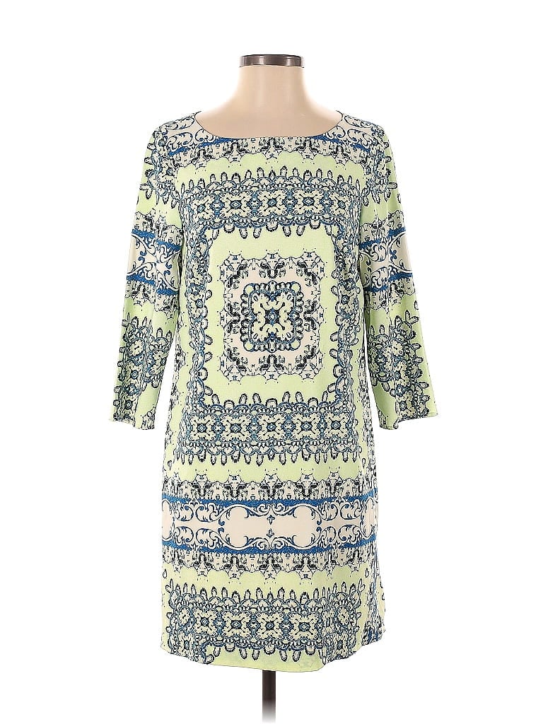 The Limited Outlet Floral Motif Paisley Fair Isle Baroque Print Aztec Or Tribal Print Blue Casual Dress Size S - photo 1