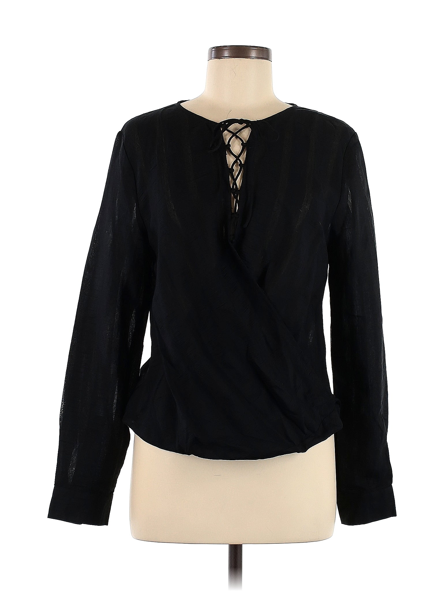 Current Air Solid Black Long Sleeve Blouse Size M 77 Off Thredup