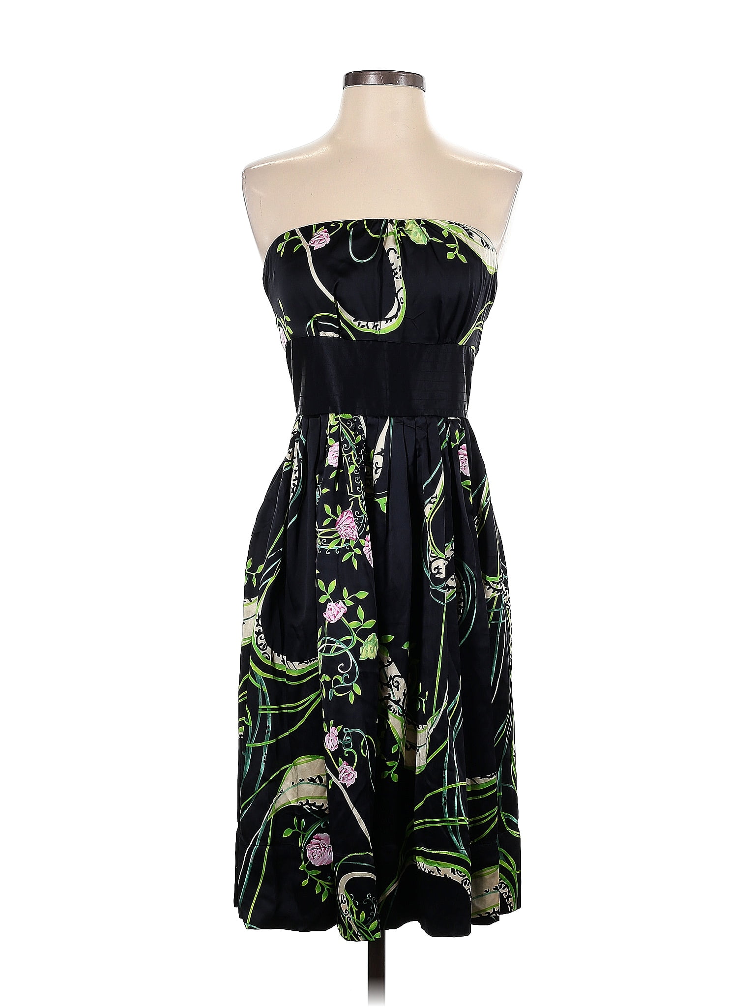 Plenty By Tracy Reese 100 Silk Floral Black Casual Dress Size 2