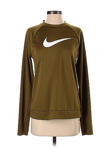 Nike 100 Polyester Color Block Solid Green Sweatshirt Size S 60