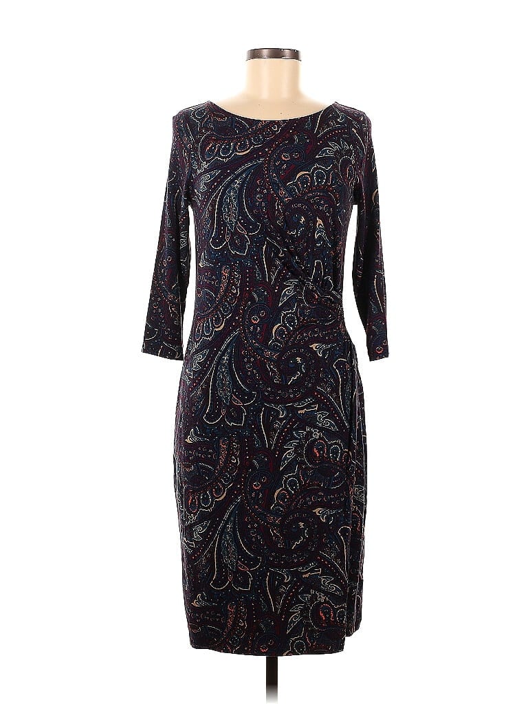 Talbots Jacquard Marled Paisley Brocade Black Casual Dress Size M - photo 1