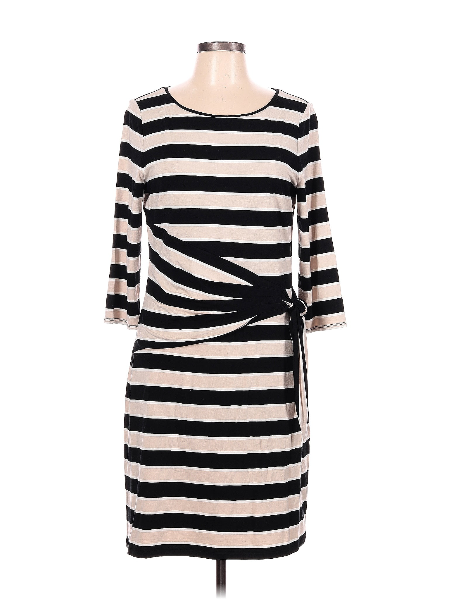 White House Black Market Stripes Multi Color Black Casual Dress Size 12 ...