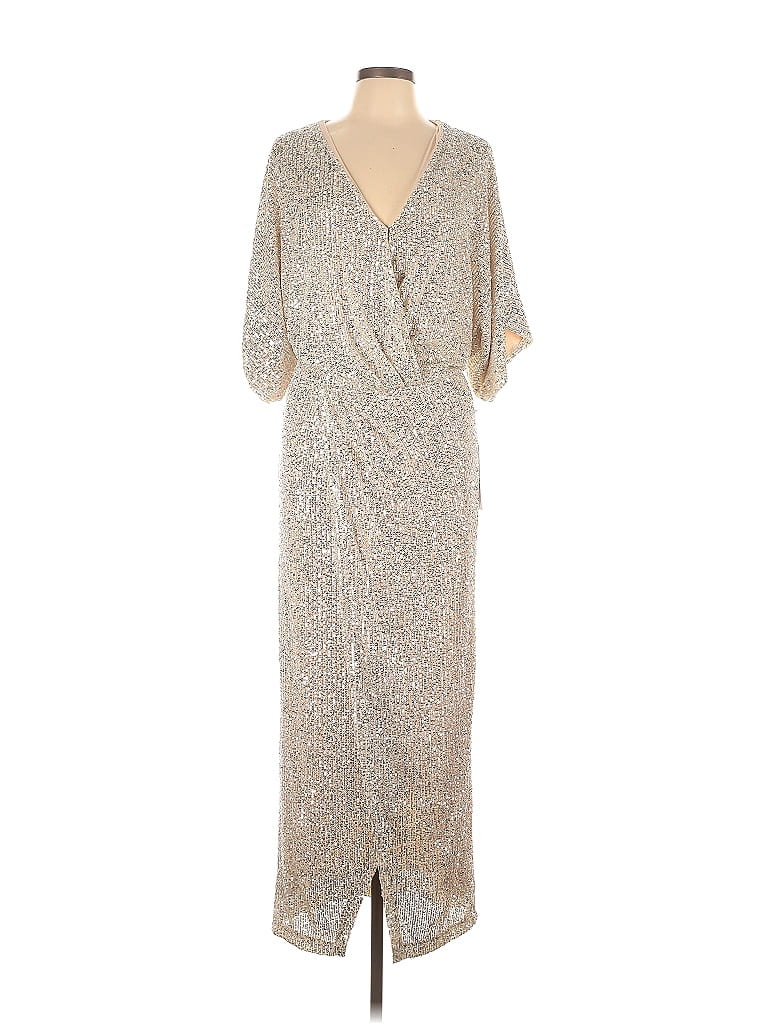 YFB 100 Polyloom Silver Cocktail Dress Size L 74 off ThredUp