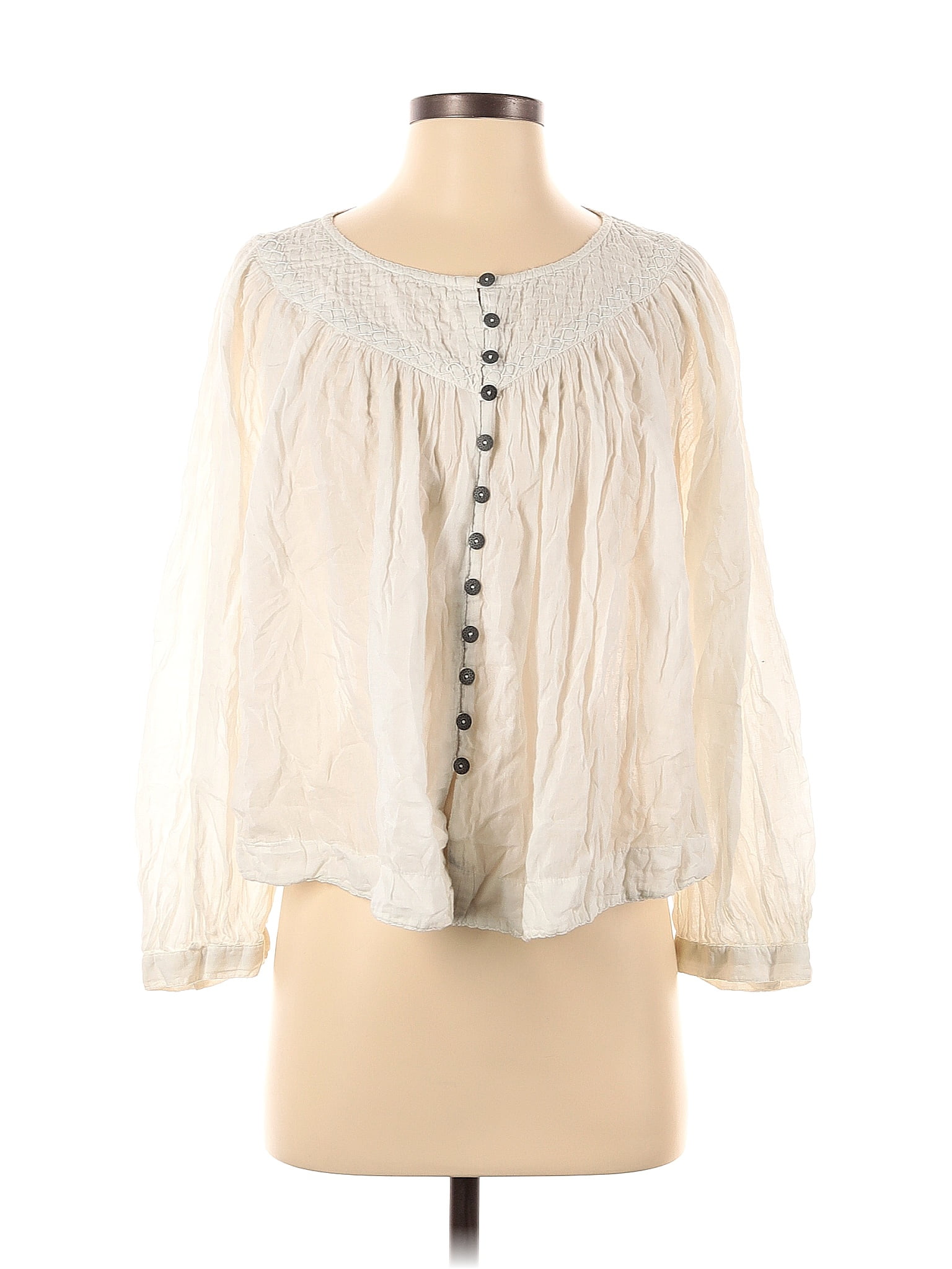 We the Free 100% Cotton White Ivory Long Sleeve Blouse Size S - 66% off ...