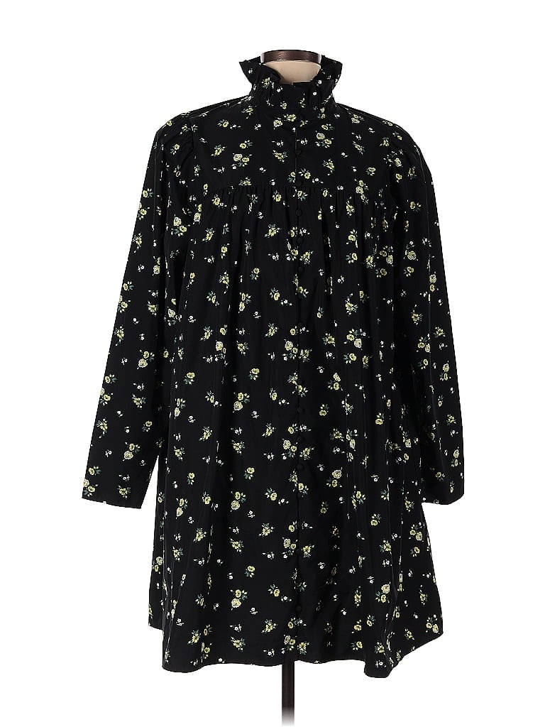 H&M 100% Polyester Floral Motif Black Casual Dress Size L - photo 1