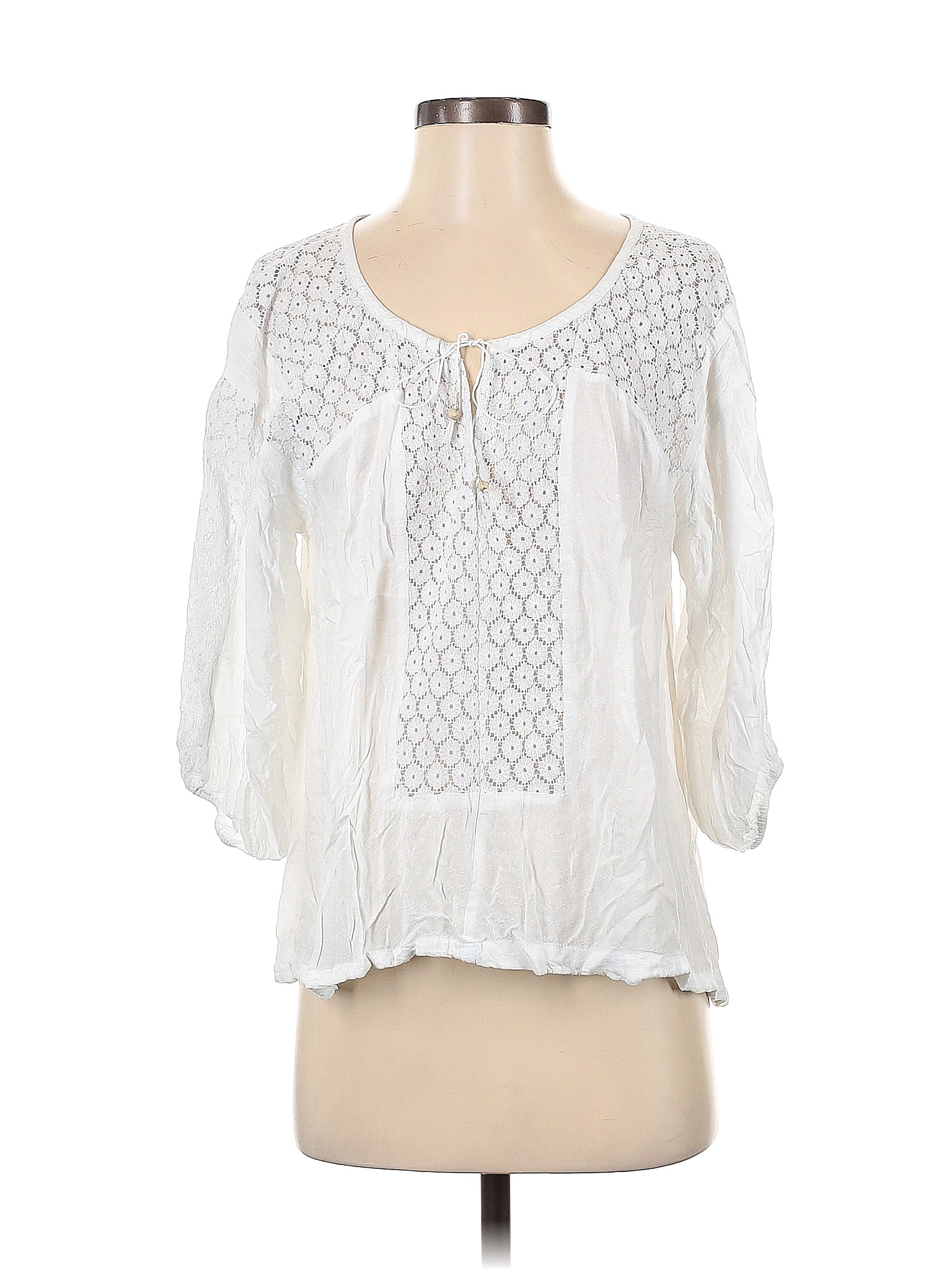 Free People White Long Sleeve Blouse Size XS - 70% off | ThredUp