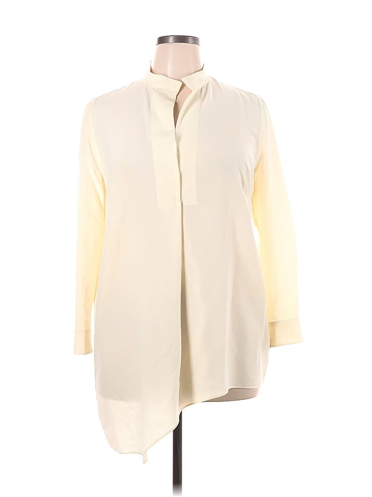 AKRIS 100% Silk Ivory Long Sleeve Silk Top Size 14 - photo 1