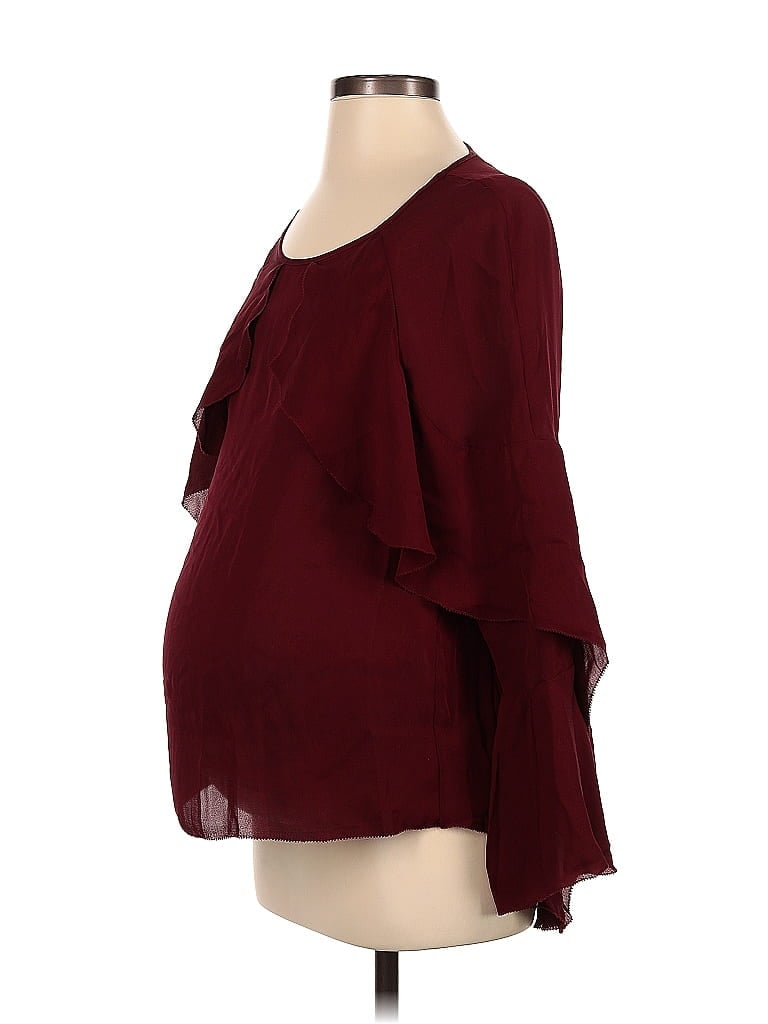 Artelier Nicole Miller for A Pea in the Pod 100% Silk Burgundy Long Sleeve Silk Top Size S (Maternity) - photo 1