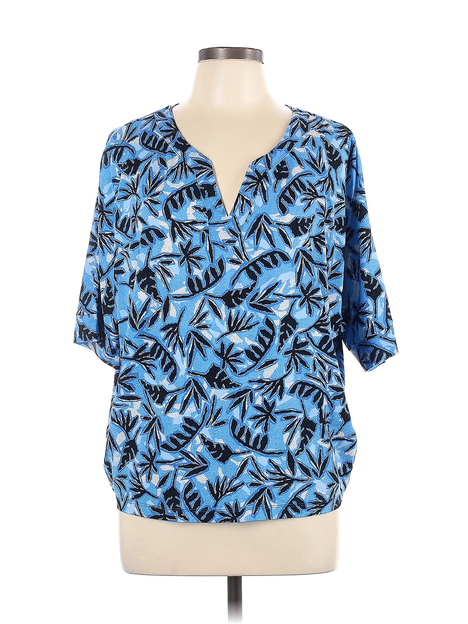 Nic Zoe Tropical Blue Short Sleeve Top Size Xl 75 Off Thredup