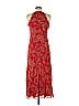 Ann Taylor 100% Silk Jacquard Tortoise Snake Print Damask Paisley Batik Brocade Red Casual Dress Size 6 (Petite) - photo 2
