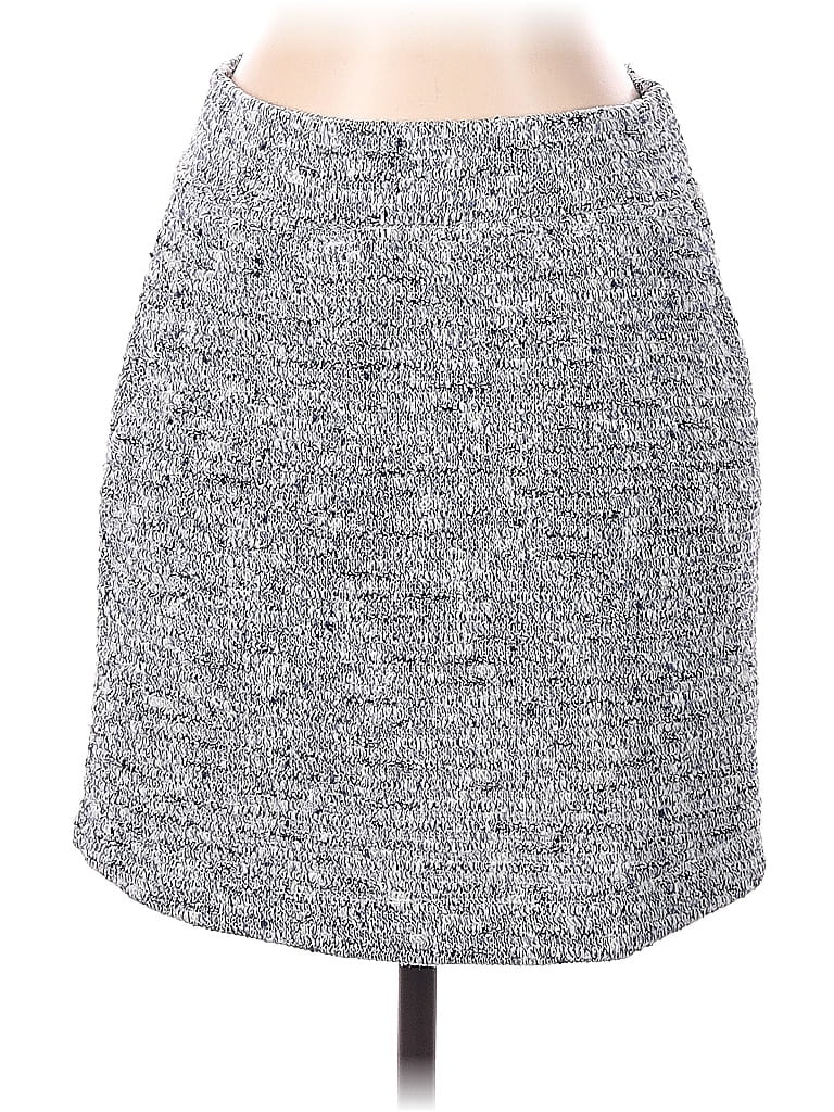 Lou & Grey Tweed Jacquard Marled Solid Chevron-herringbone Gray Casual Skirt Size S - photo 1