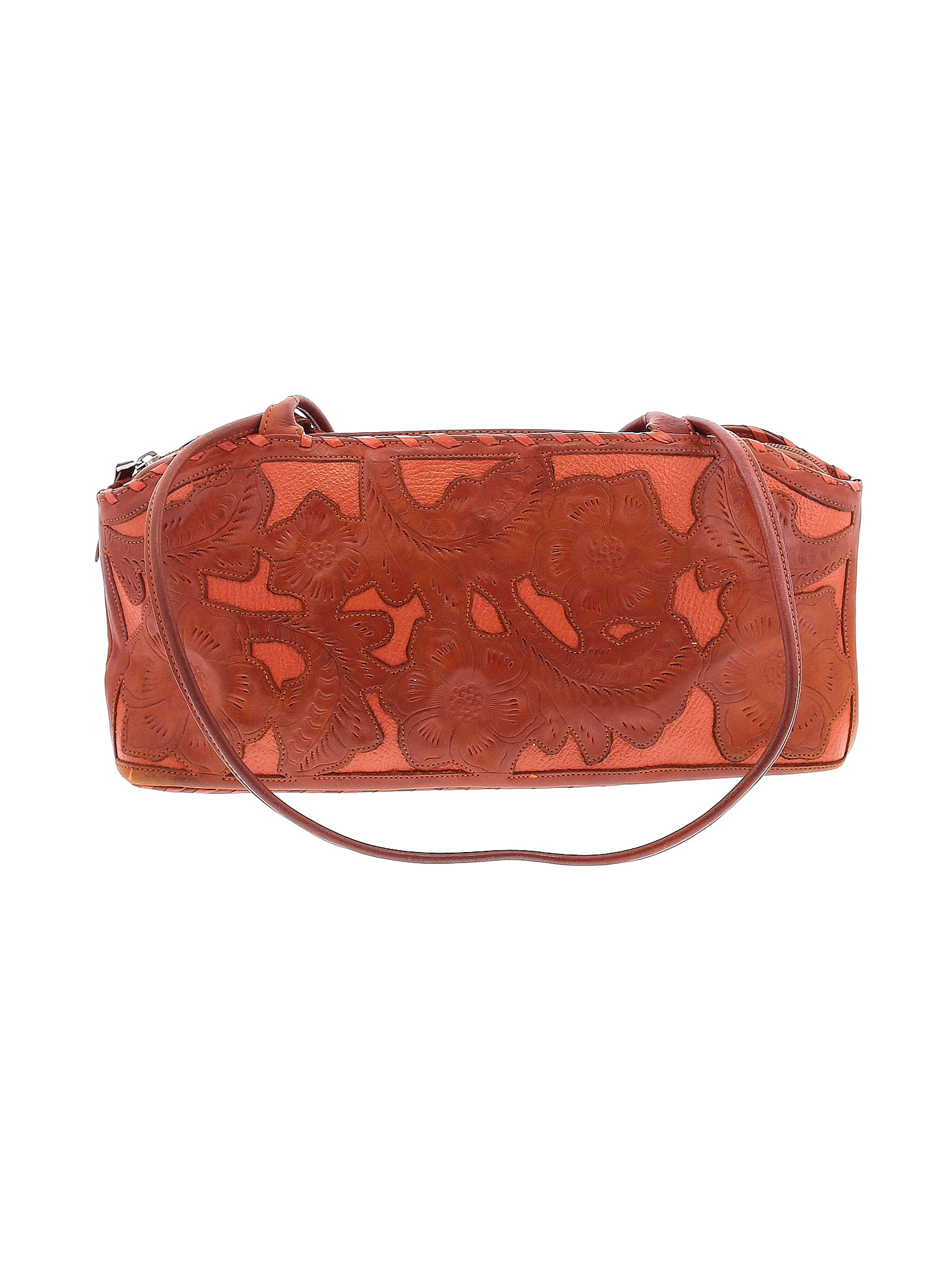 Leaders in Leather 100% Leather Orange Leather Shoulder Bag One Size ...