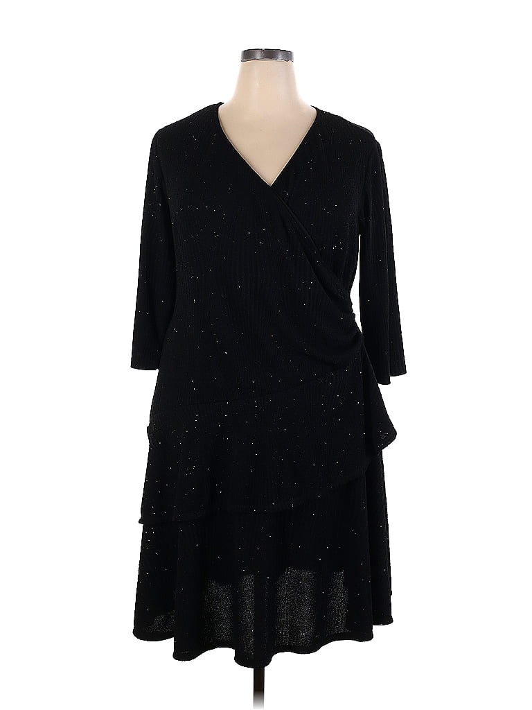 Signature by Robbie Bee Polka Dots Black Casual Dress Size 2X (Plus ...