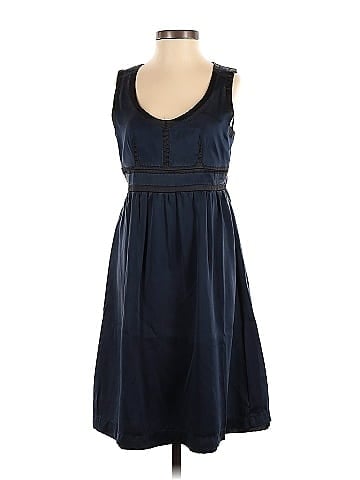 Proenza Schouler for Target 100 Silk Solid Navy Blue Casual Dress