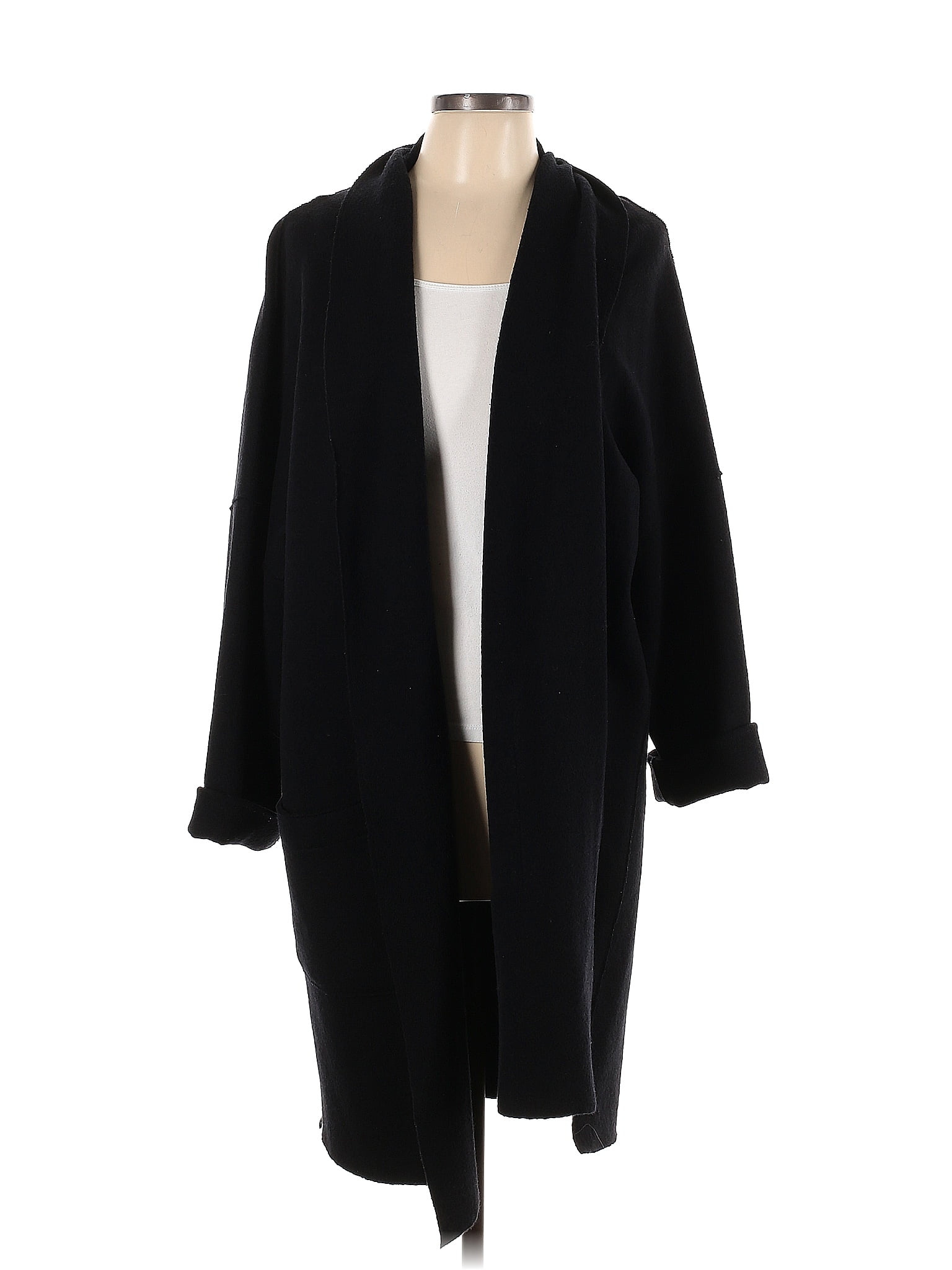 Eileen Fisher 100% Wool Solid Black Jacket Size L - 74% off | ThredUp