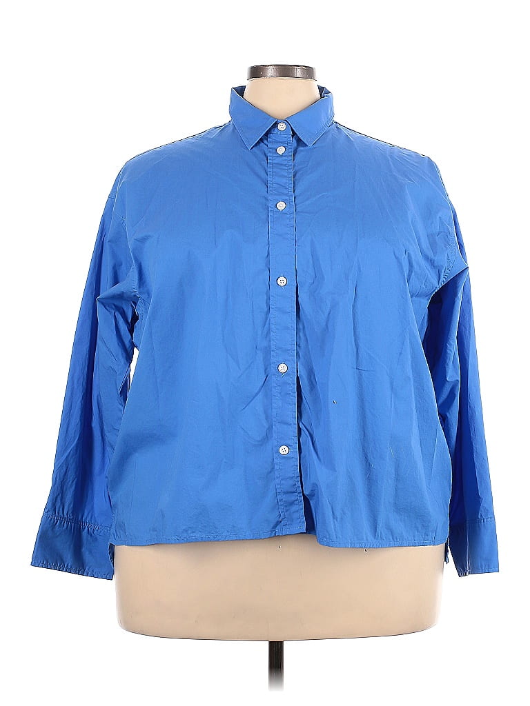 J.Crew 100% Cotton Blue Long Sleeve Button-Down Shirt Size 24 (Plus) - photo 1