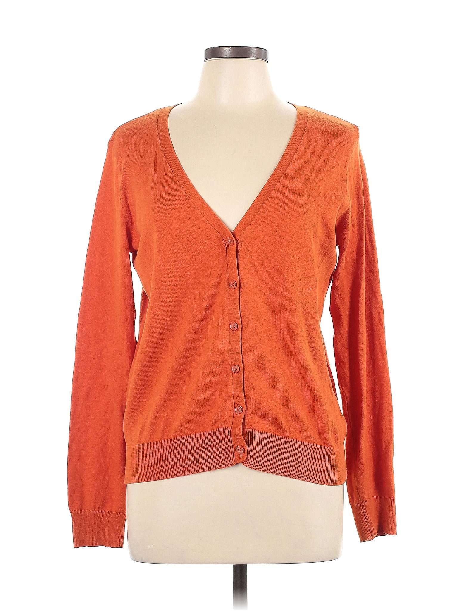 Handm Color Block Solid Orange Cardigan Size L 36 Off Thredup 7422