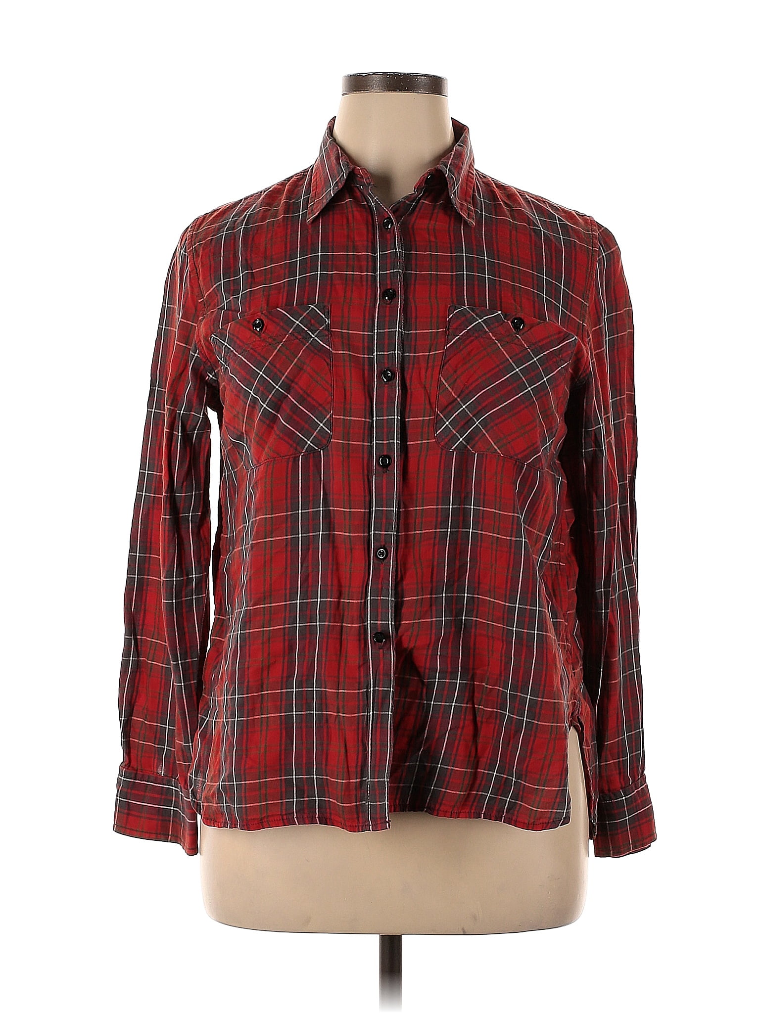 Denim And Supply Ralph Lauren 100 Cotton Plaid Red Long Sleeve Button