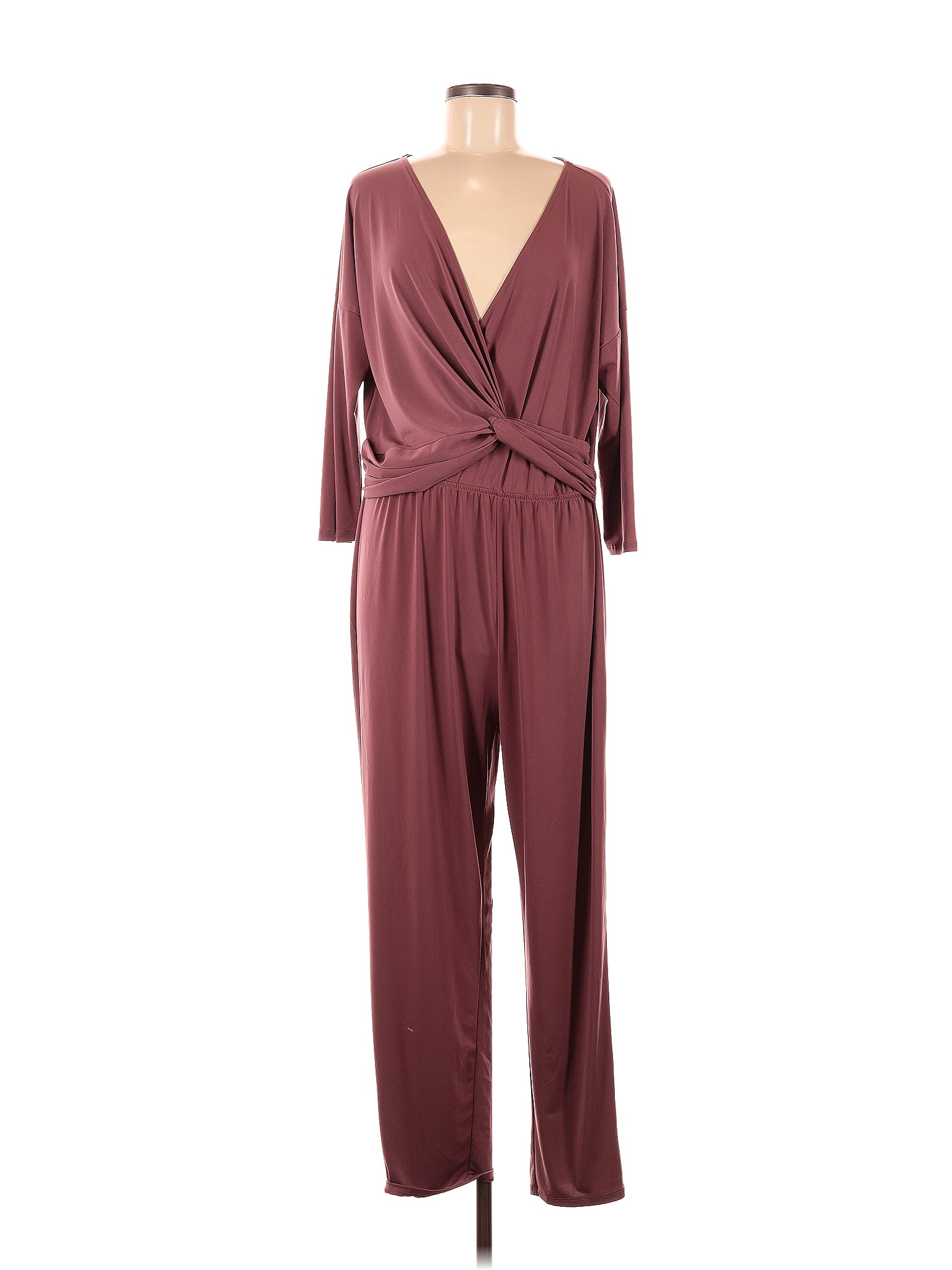 Express Outlet Solid Burgundy Jumpsuit Size L 52 off ThredUp