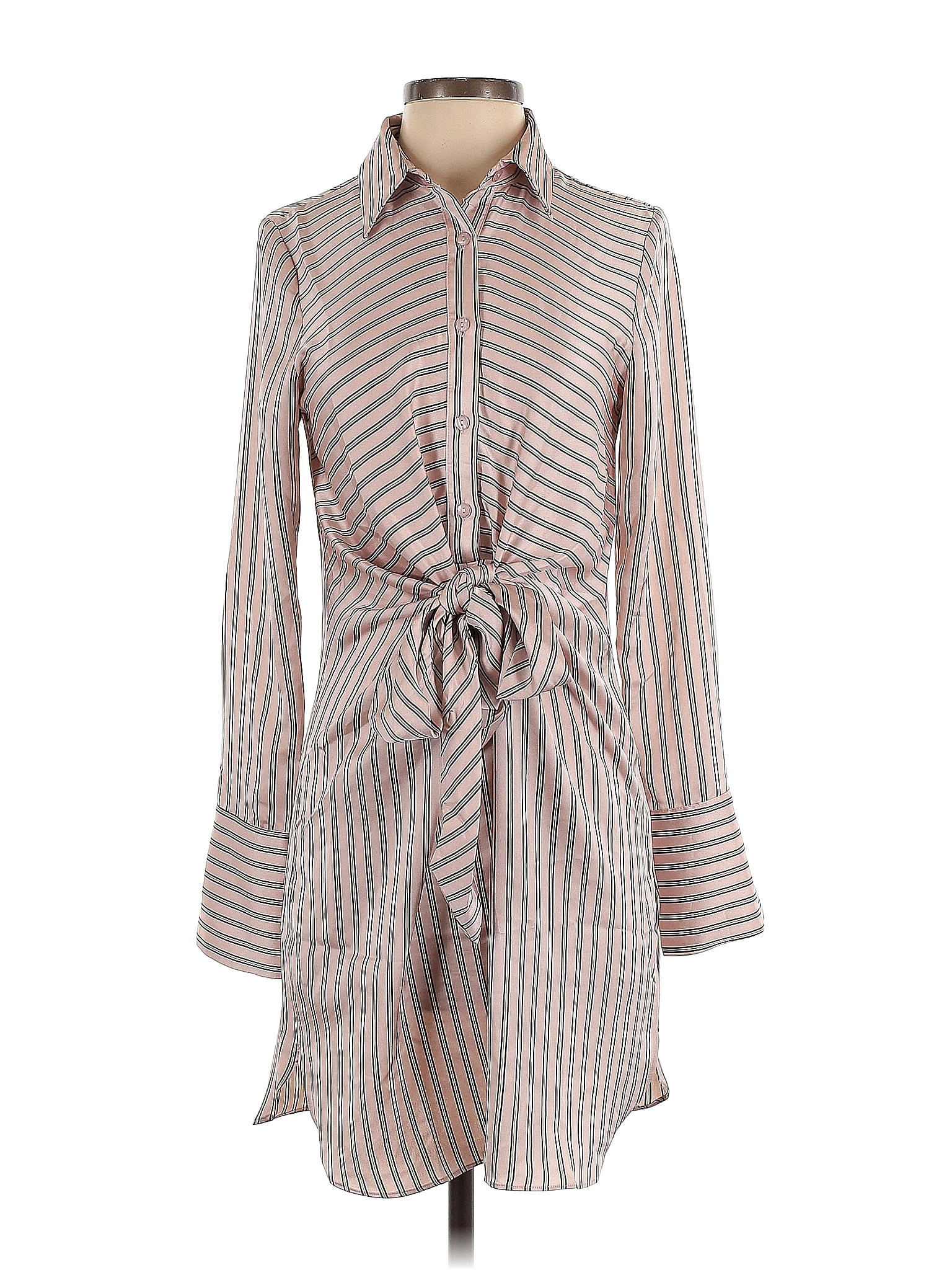 Fashion Nova 100% Polyester Stripes Multi Color Pink Casual Dress Size ...